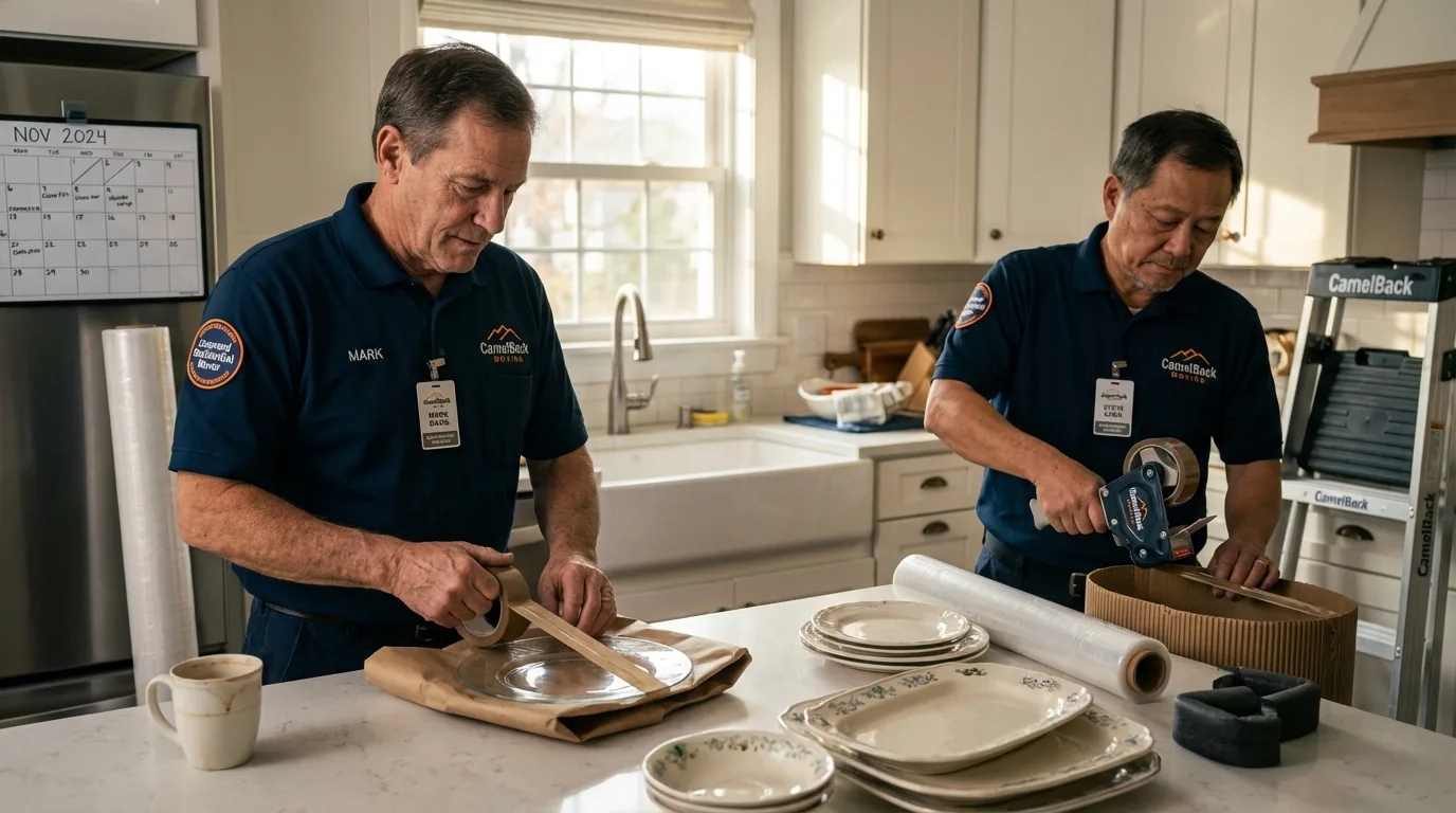 Professional crew packing kitchen dishware in Port Hueneme, CA